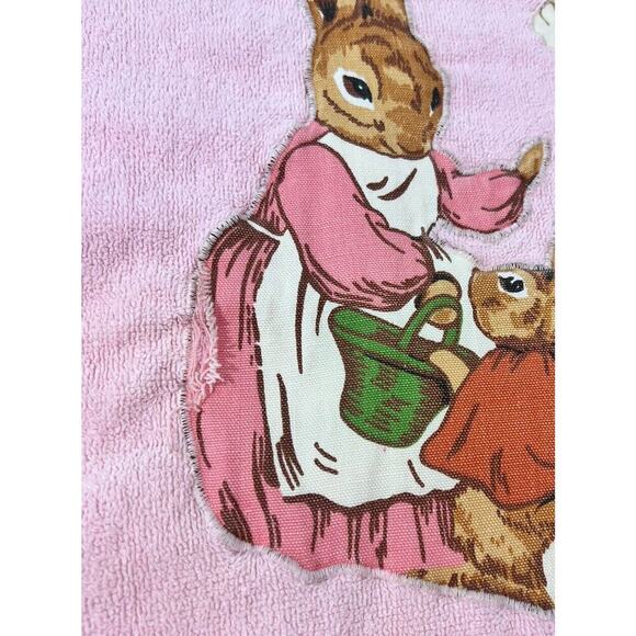 Vintage Martex Peter Rabbit Pink Bath Towel Set 3 Beatrix Potter Naughty Peter - Picture 3 of 9
